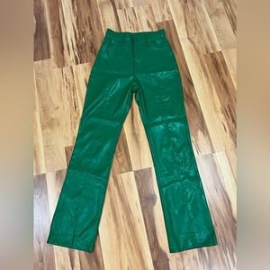 Green leather pants